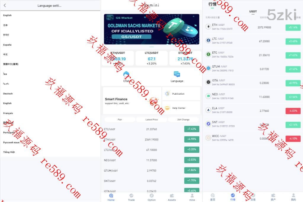 各国语言交易所系统/秒合约交易/新币认购/前端uniapp