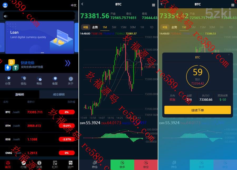 修复新UI/5国语言微盘/微交易仿秒合约/k线完整