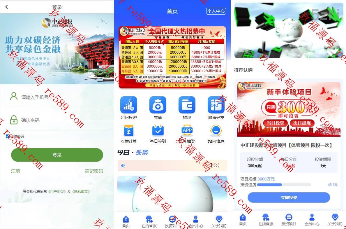 项目投资理财系统/投资众筹系统/分红返利