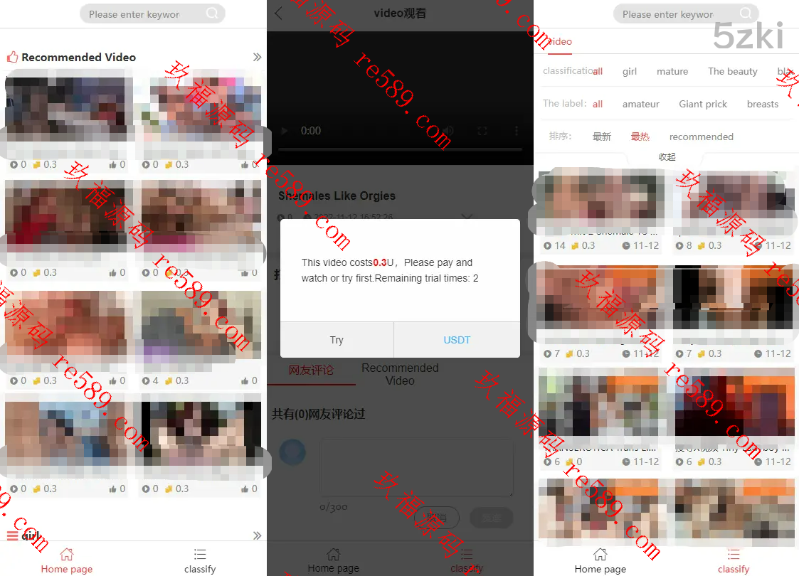 英文H视频打赏付费看视频U支付盗U源码下载