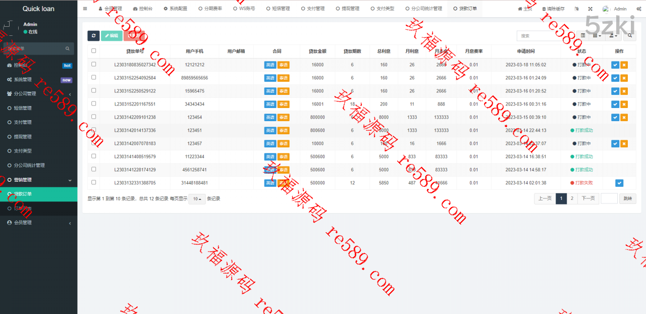 新版UI国外盘小额贷款系统/套路贷系统/国外盘合同贷款源码/多国的语言